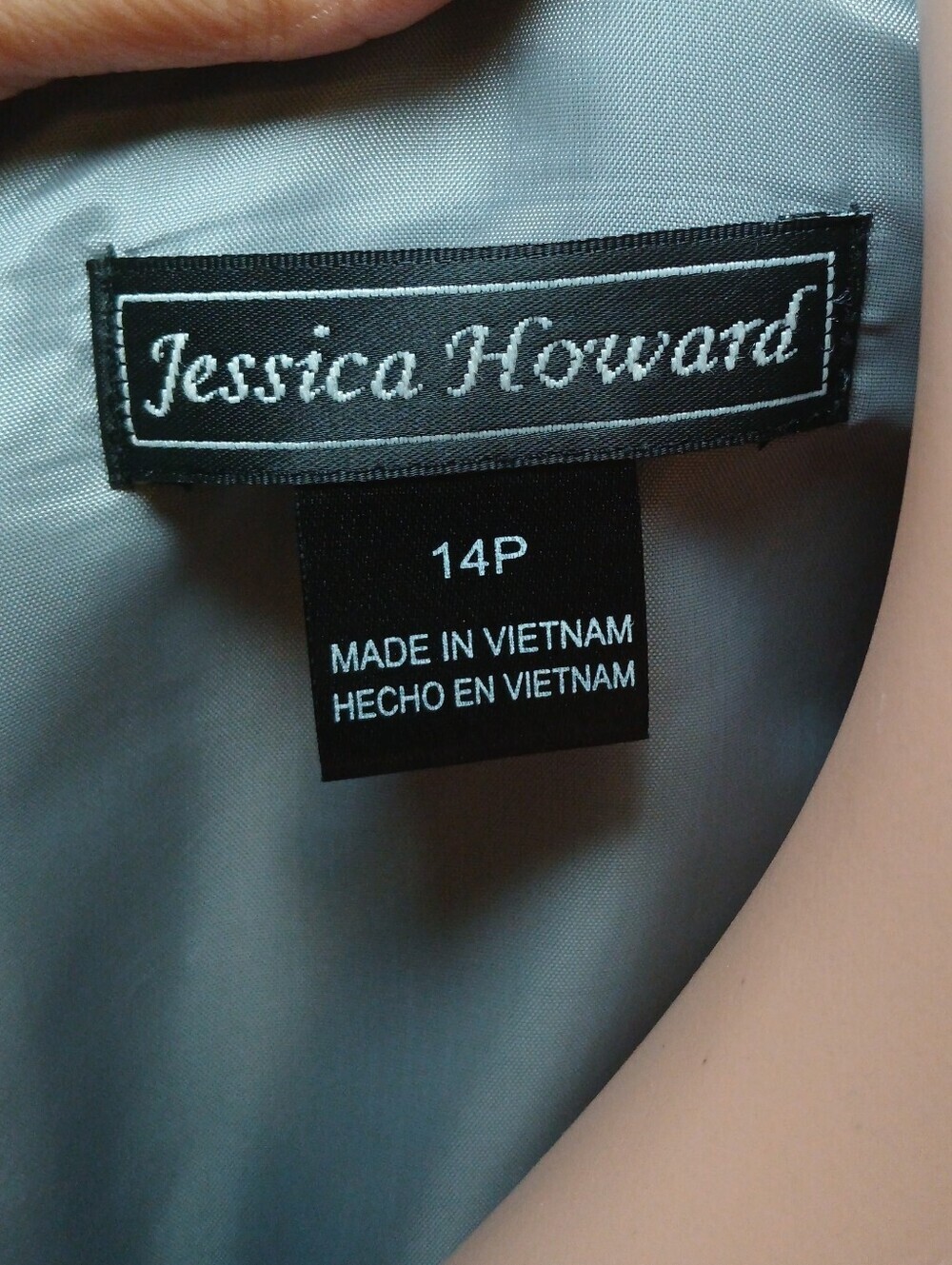 Jessica Howard Silver Ruched Sheath Dress with Beaded Neckline - Picture 5 of 6